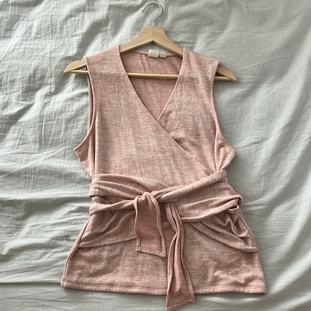 Gap Softspun Pink Wrap Knit Tank Top - Chalk Pink, Size L